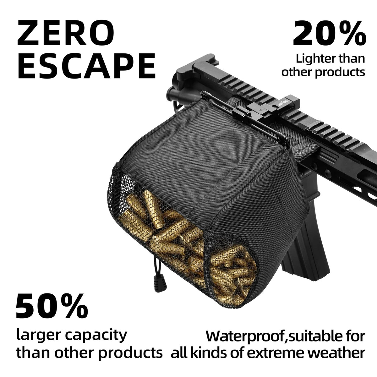 Spring-Loaded Brass Catcher for Picatinny Rail - X-Large, Black