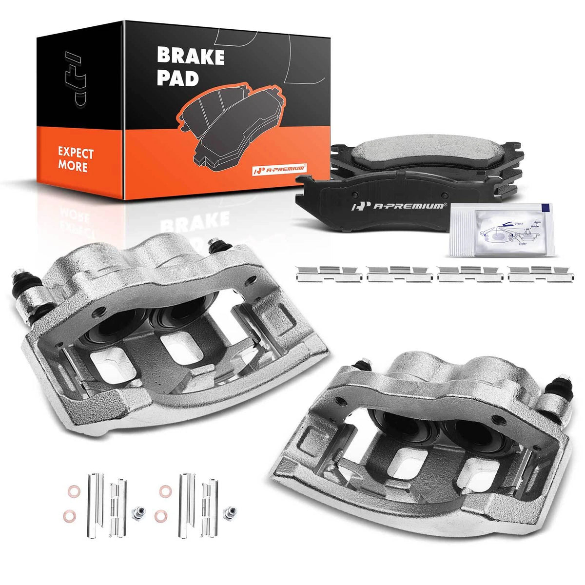 Set of 6 Front Brake Calipers + Ceramic Pads for Dodge Durango (2005–2006) 1310089700, 1310089701, P18026N, 5080557AA, 5080557AC