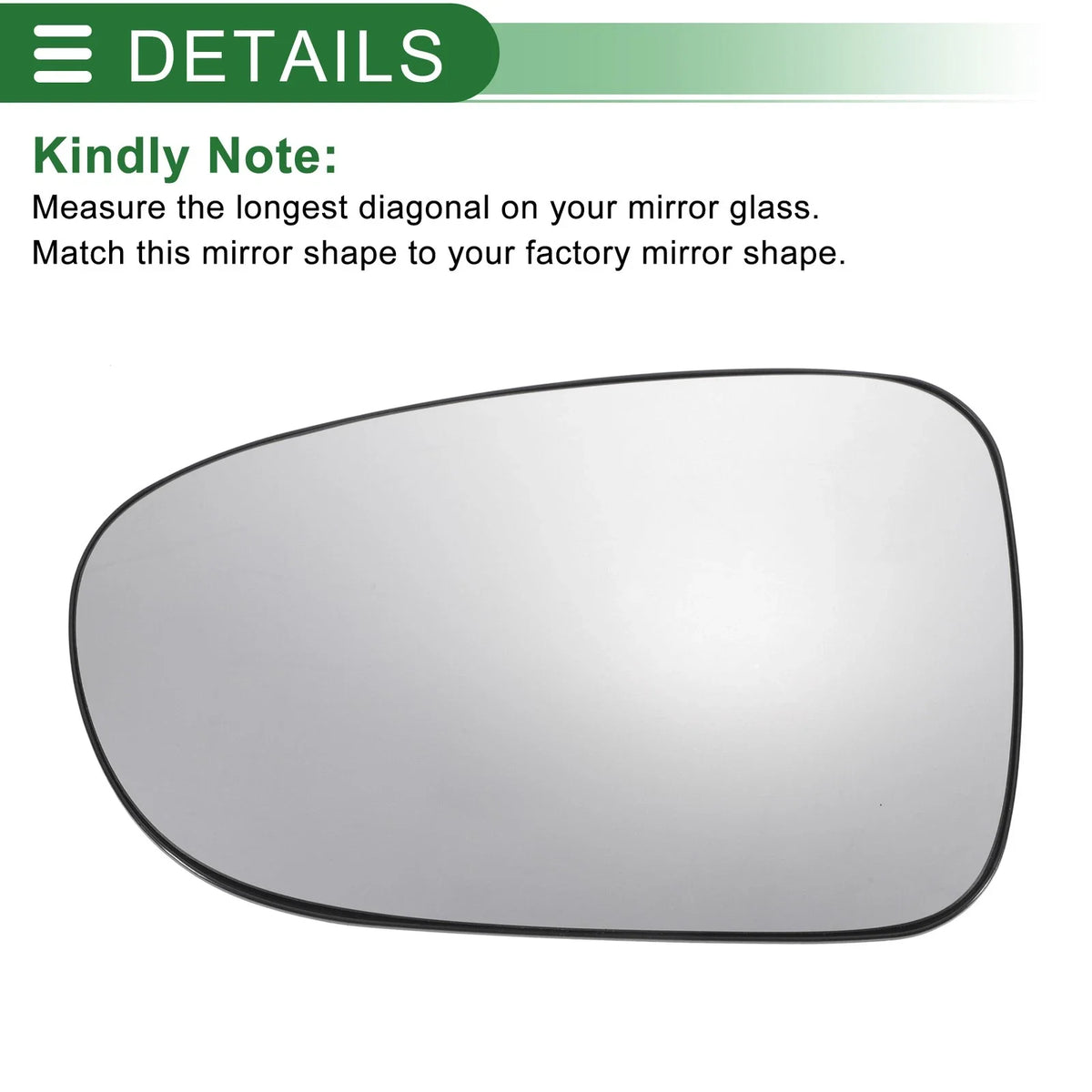 Left Side Convex White Mirror Glass for Ford Galaxy (Non-Heated)