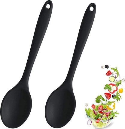 2X Silicone Cooking Spoons - Heat Resistant, Hygienic Design