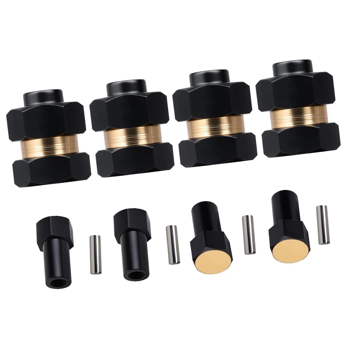 Set of 4 Brass Extended Wheel Hubs 7mm Hex Spacers for Axial SCX24