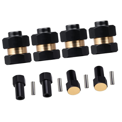 Set of 4 Brass Extended Wheel Hubs 7mm Hex Spacers for Axial SCX24