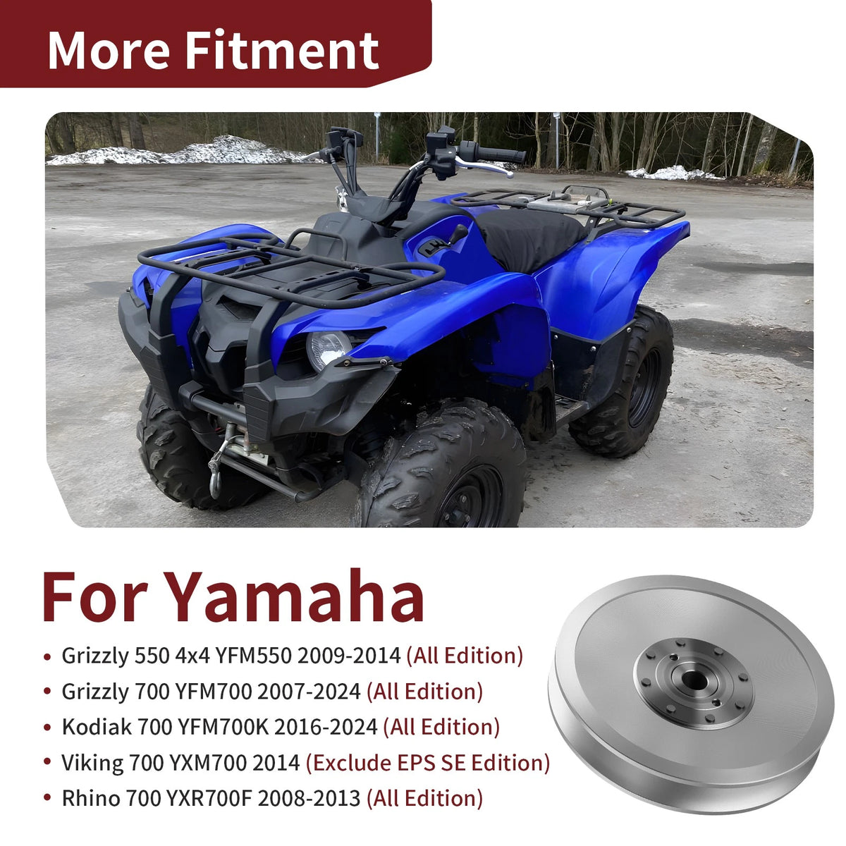 Secondary Driven Clutch for Yamaha Grizzly 550 YFM550 (2009–2014) 3B4-17670-10-00