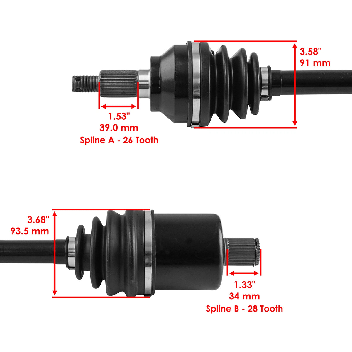 Set of 2 CV Joint Axles for Polaris General XP 1000 / XP 4 (2021–2025) AX429+AX429 - AA, 1334268