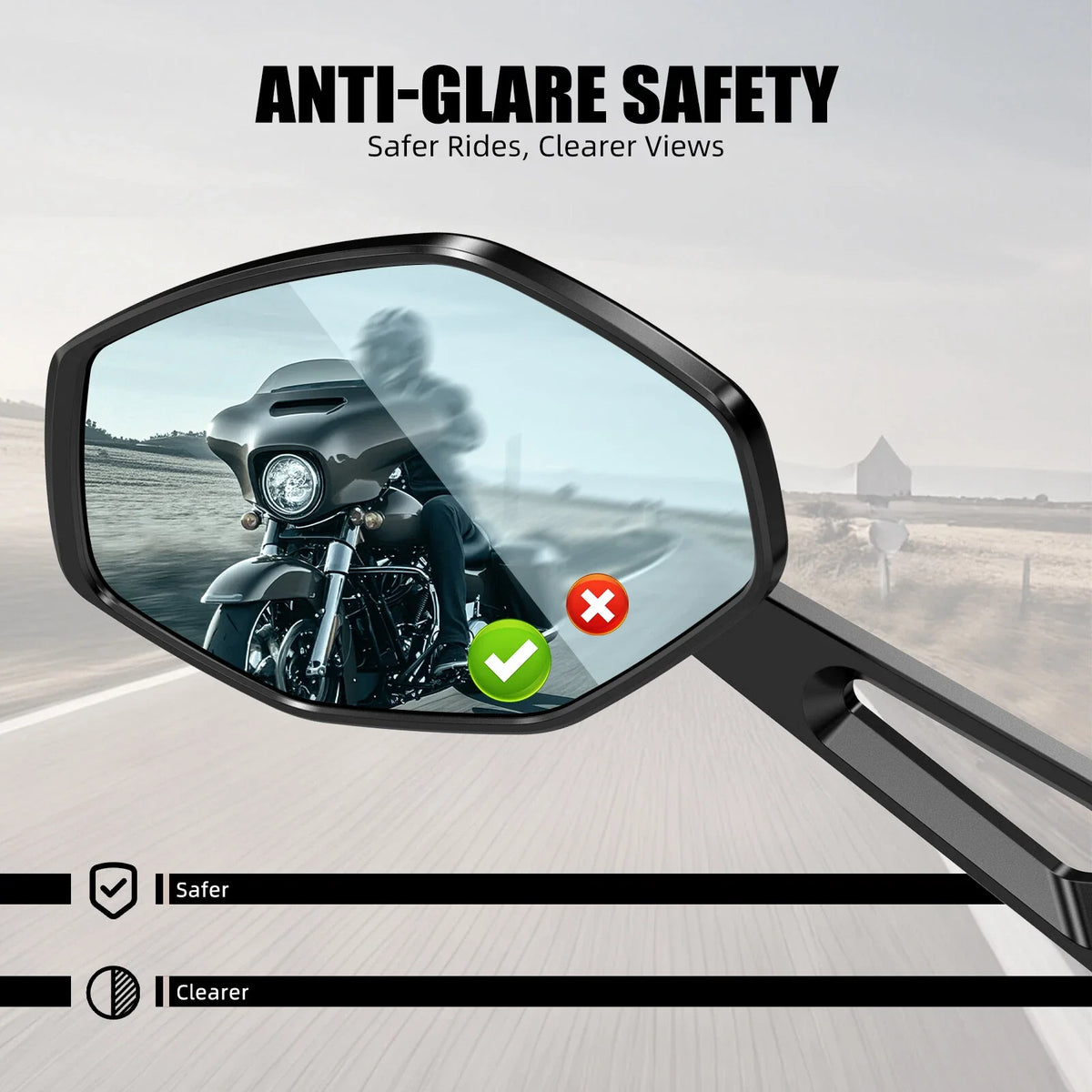 Aluminum Case Mirrors for Harley Road Glide EFI FLTRI, FLTR, FLTRX, FLTRU (2002–2023)