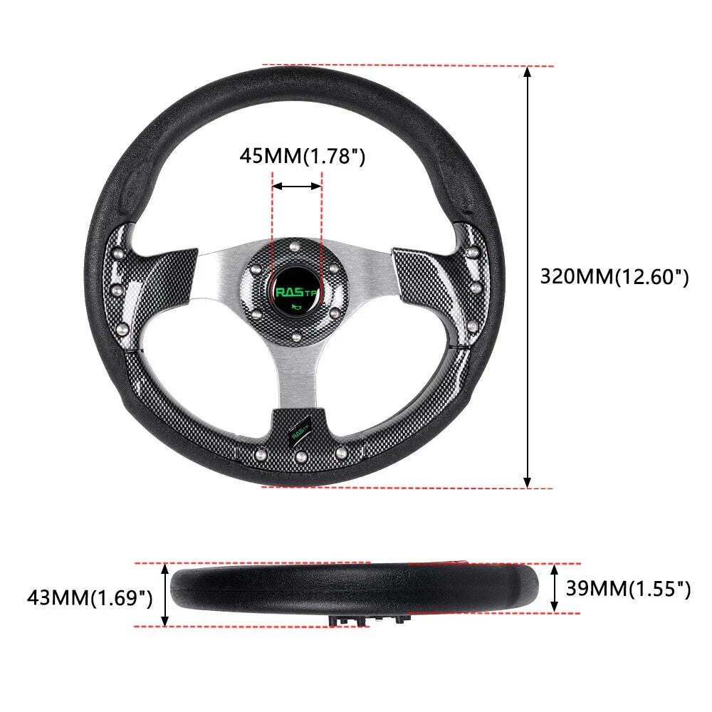 6 Hole Steering Wheel for EZGo Club Car (Universal, Carbon Fiber)