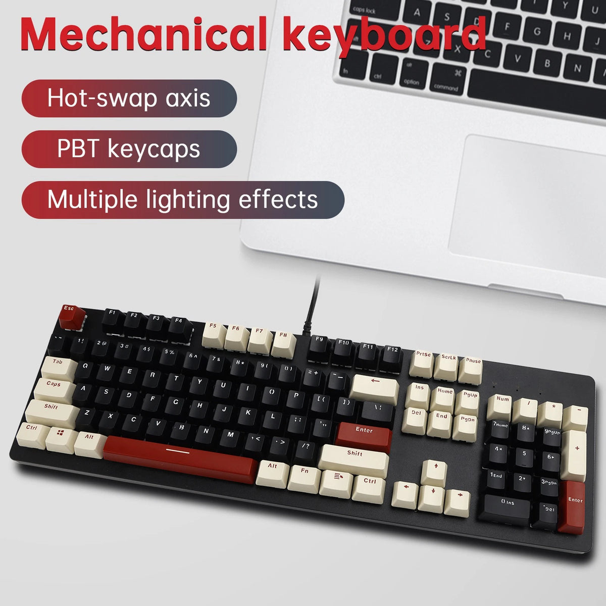 104-Key Wired Mechanical Gaming Keyboard Blue Switch for PC (W003-C036-BLK)