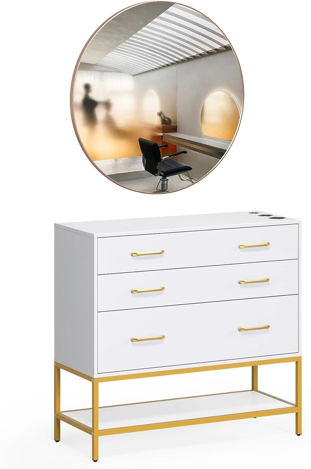 Salon Cabinet Beauty Station with 3 Drawers & Mirror