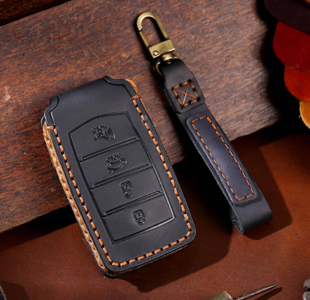 Keyless Leather Remote Car Key Fob Cover Case for Genesis G70 G80 G90 (2021)