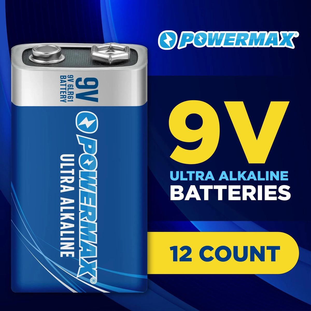 12X 9V Alkaline Batteries for Long Lasting Power