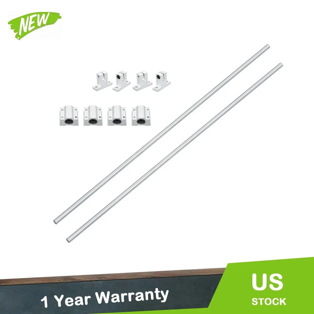 2Pcs Linear Motion Rail Shaft Slide Guide for SCS8UU Bearing & SK8 Rail