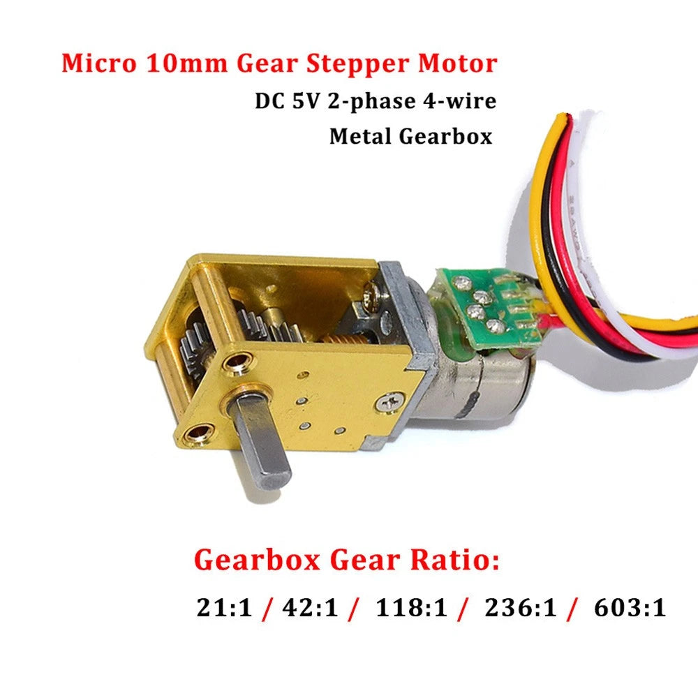 2X Micro Mini 10mm Metal Gearbox Worm Gear Stepper Motor for
