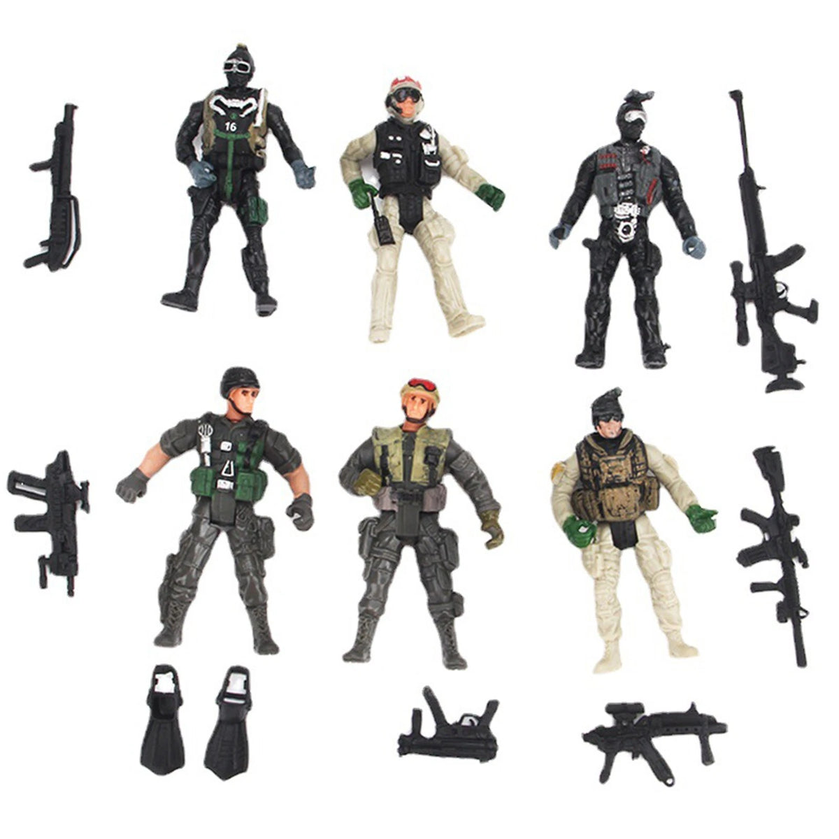 Set of 6 Special Force Army SWAT Soldiers Action Figures 1:18 Scale