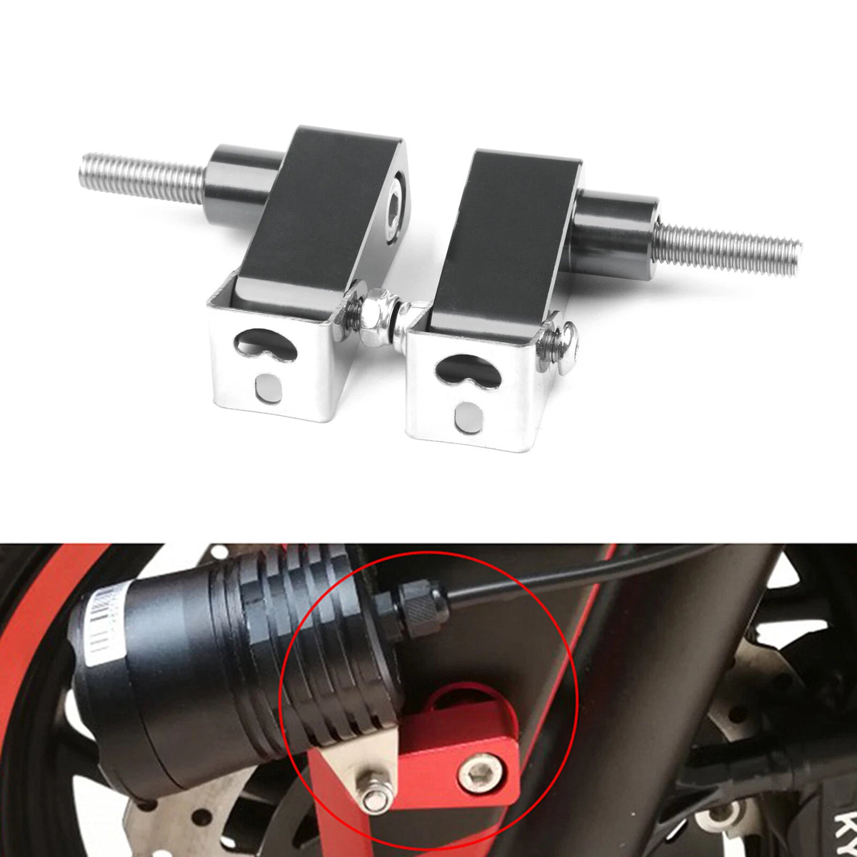 Set of 2 CNC Titan M8 Motorcycle Headlight Fog Light Mount Bracket M523-A071-TI
