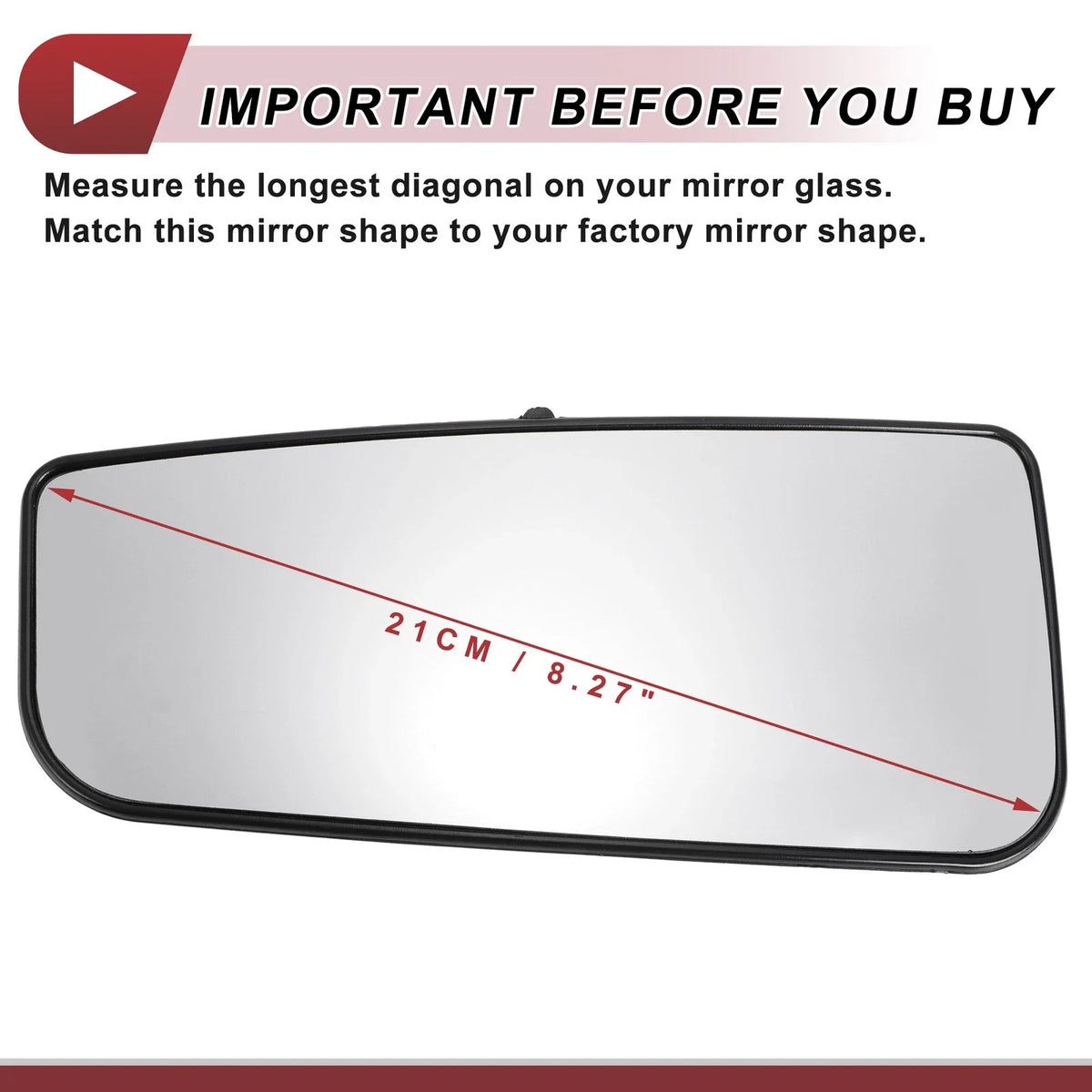 Left Driver Side Mirror Glass Replacement for Ford F150 (Non-Heated)