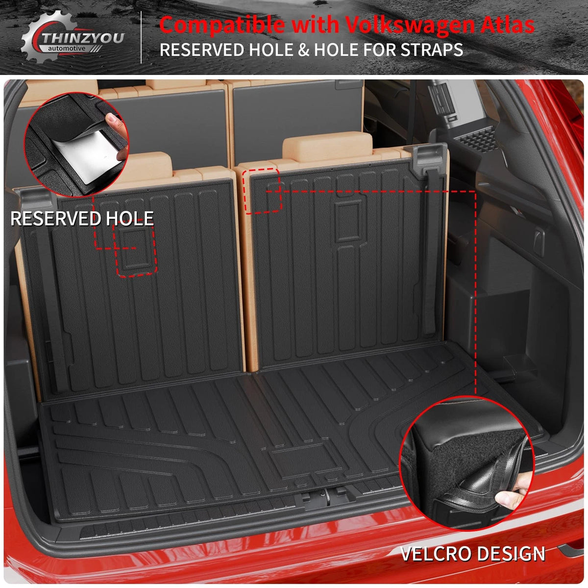 Cargo Mat & Trunk Liner for Volkswagen Atlas (2018–2026) with Back Seat Cover