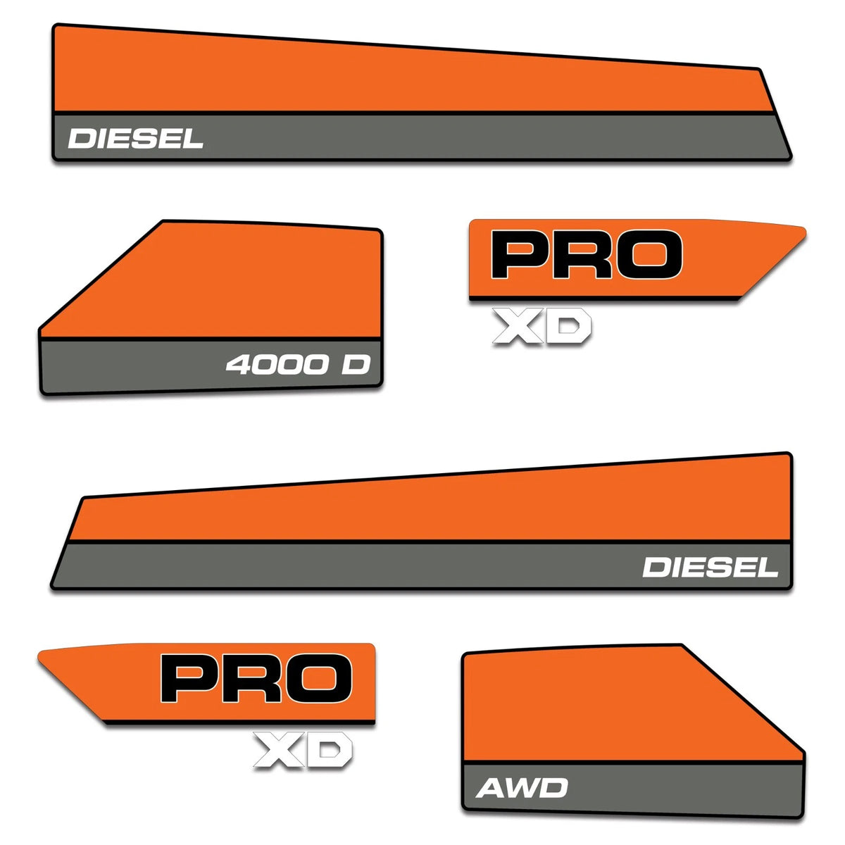 Decal Kit for Polaris Ranger 4000D Pro XD (Diesel, Orange)