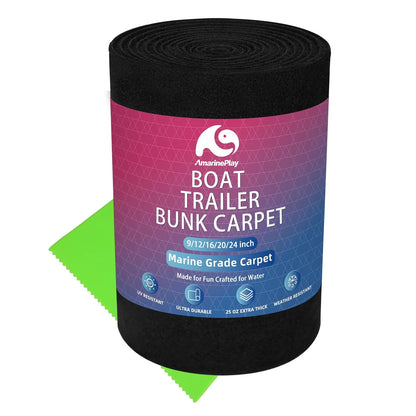 12" Wide Boat Trailer Bunk Carpet 13ft, Marine Black