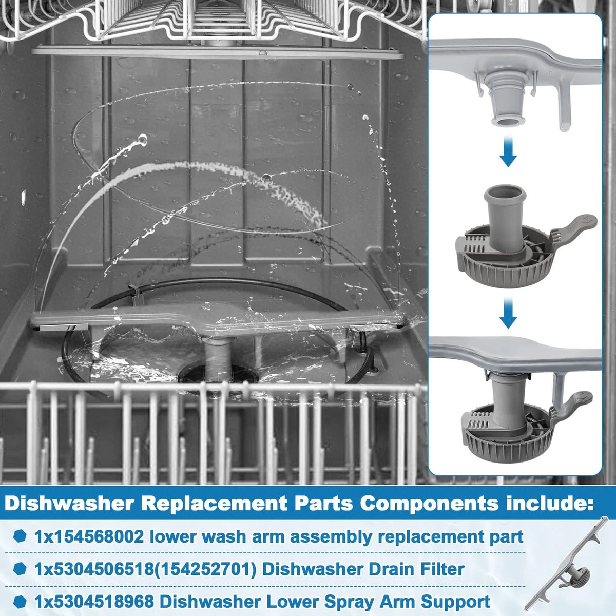 Lower Spray Arm Assembly for Dishwasher (No Known Part Numbers)