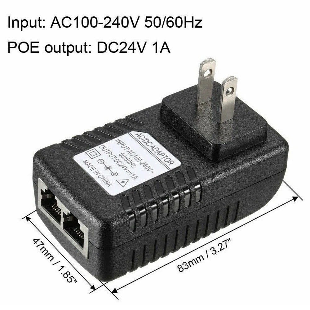 4X POE Injector 24V 1A Wall Plug Ethernet Adapter for IP Phone Camera