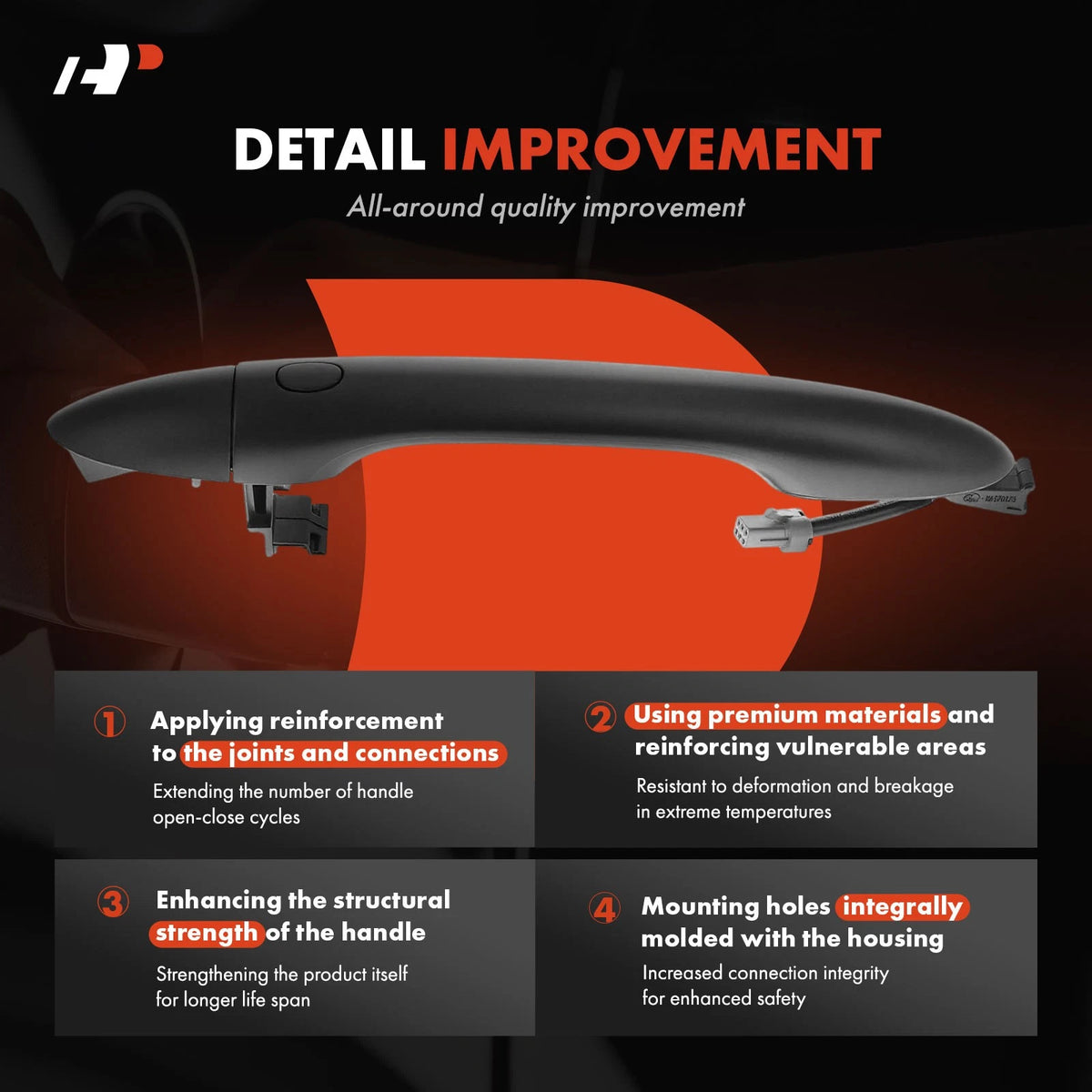 Front Right Exterior Door Handle w/ LED for Kia Sedona (2015–2021) 82651A9700, 82651-A9700ABP, 82652A9020