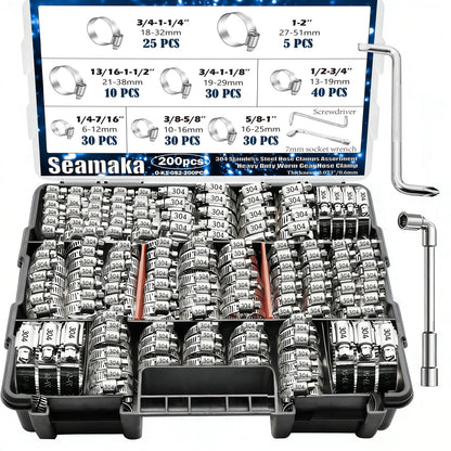 202PCS Hose Clamp Assortment for Automotive Applications (Universal)