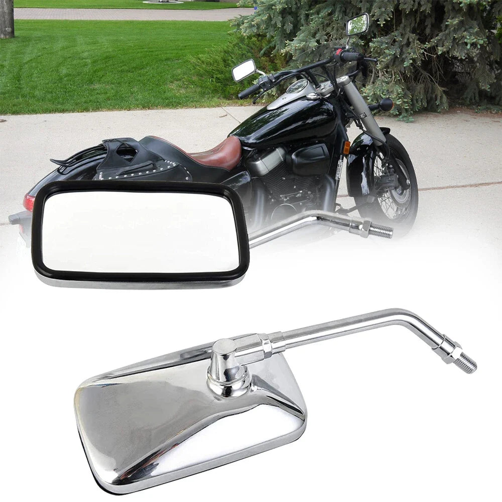 Chrome Motorcycle Rearview Mirror 10mm for Harley Honda Suzuki Yamaha Kawasaki