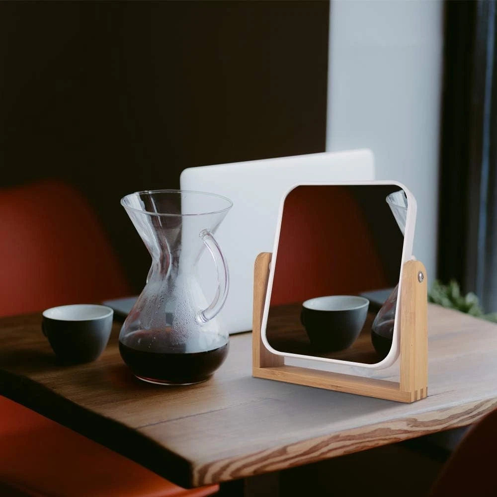 Makeup Mirror with Bamboo Stand - 1X/3X Magnification Double Sided 360