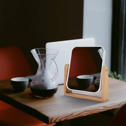 Makeup Mirror with Bamboo Stand - 1X/3X Magnification Double Sided 360