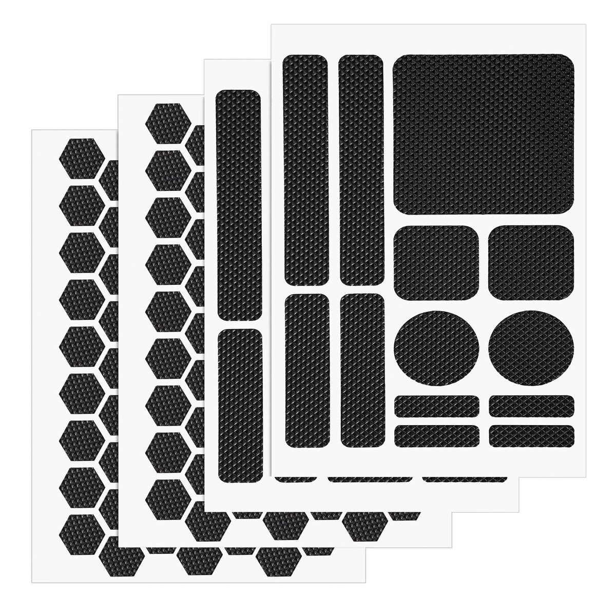 Set of 4 Anti-Slip Phone Grip Tapes - Hexagonal & Round Black