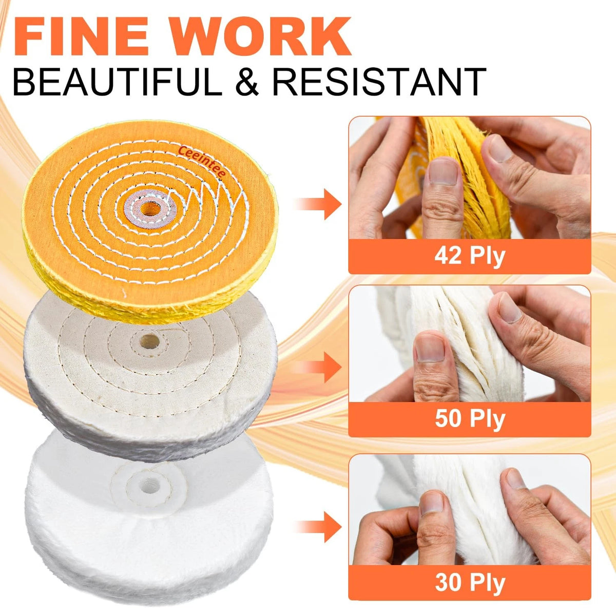 8 Pack 6 Inch Polishing Wheel for Bench Grinder (Fits 1/2" Arbor Hole)