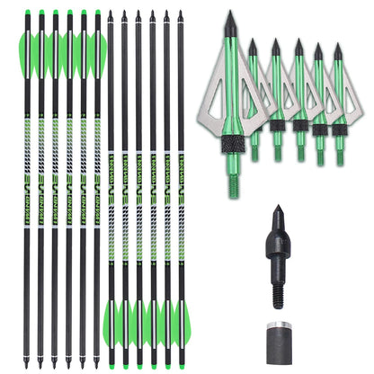 22-Inch Carbon Crossbow Bolts Arrows 8.8mm (0.003) - Black