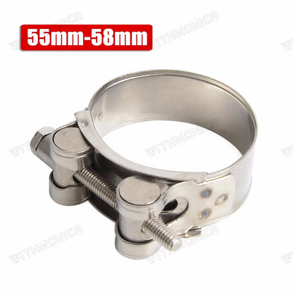 Slip-on Muffler Pipe Silencer Clamps Kit for Universal Motorcycle (55-58mm)