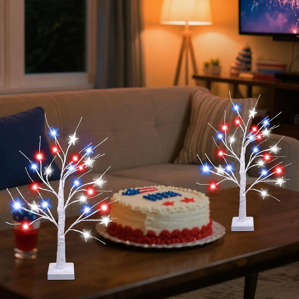 24 Inch LED Patriotic Tree Lights for 4th of July Decorations