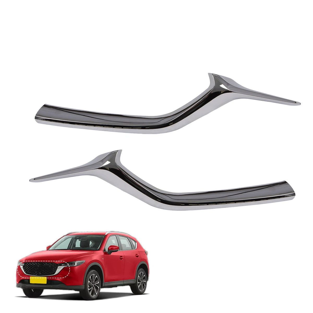 2Pcs Front Bumper Grille Molding Trim Chrome for Mazda CX-5 (2017–2021) KB8A-50-7K1B, KB8A507K1B, KB8A-50-7J1B, KB8A-50-7J1A