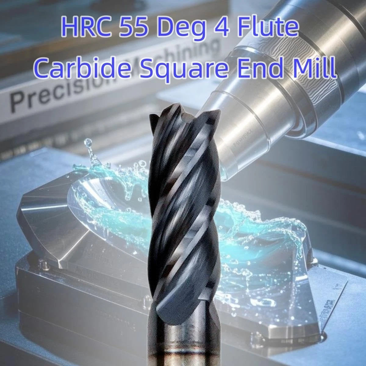 2PCs 3/8" Carbide Square End Mill 4 Flute AlTiN Coated for Hardened Steel