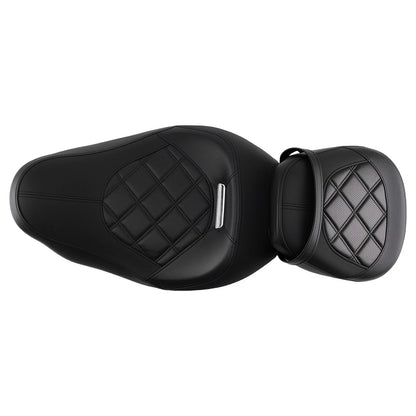 Black PU Seat Driver & Passenger for Harley Touring (2009–2018)