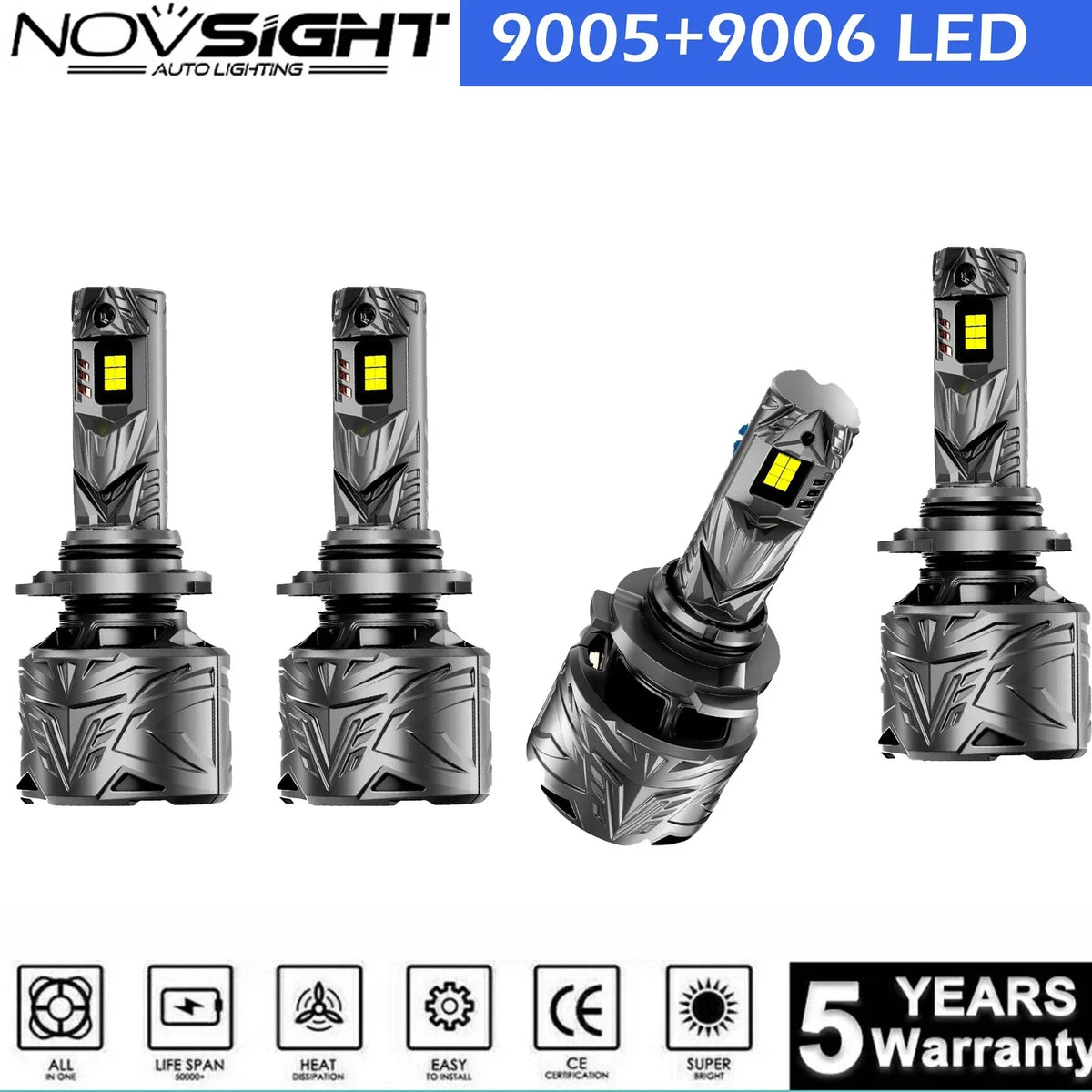 4X 9005 9006 LED Headlight Bulbs for High Low Beam (100000LM, 6500K)