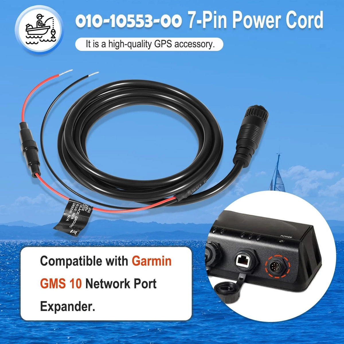 Power Cable 7Pin for Garmin GMS 10 Network Port Expander (010-10553-00)