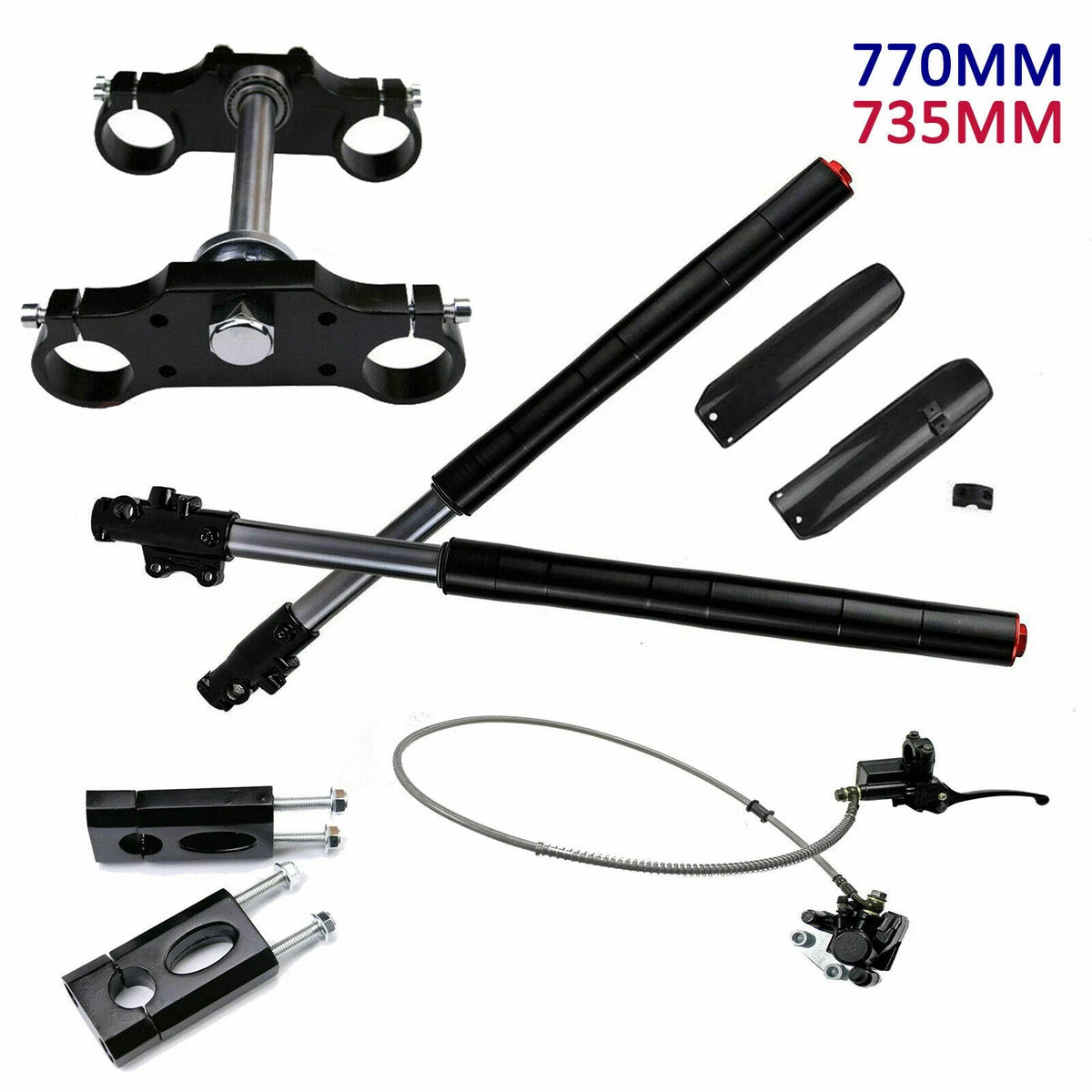 Full Set Fork, Bearing, Disc Brake, Guard, Triple Tree, Handlebar Mount for Dirt/Pit Bike