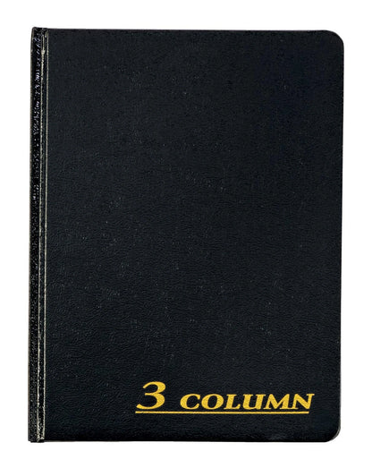 Account Book 7 x 9.25 Inches, Black, 3-Columns, 80 Pages (1 Pack)