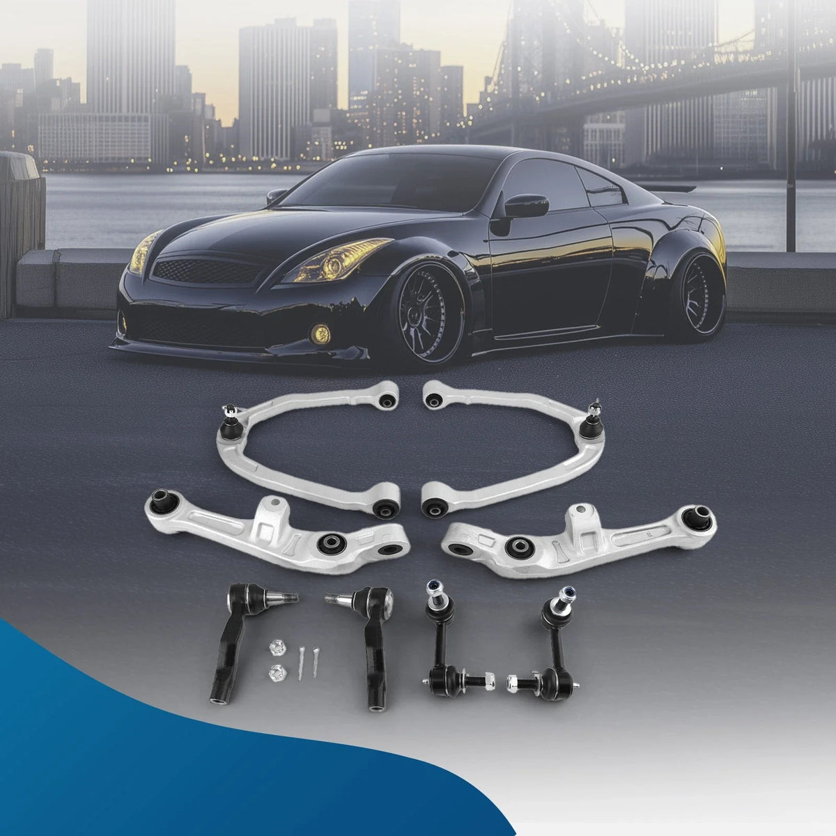 Set of 8 Front Upper Control Arms Tie Rods Sway Bars for Infiniti G35 (2003–2006)