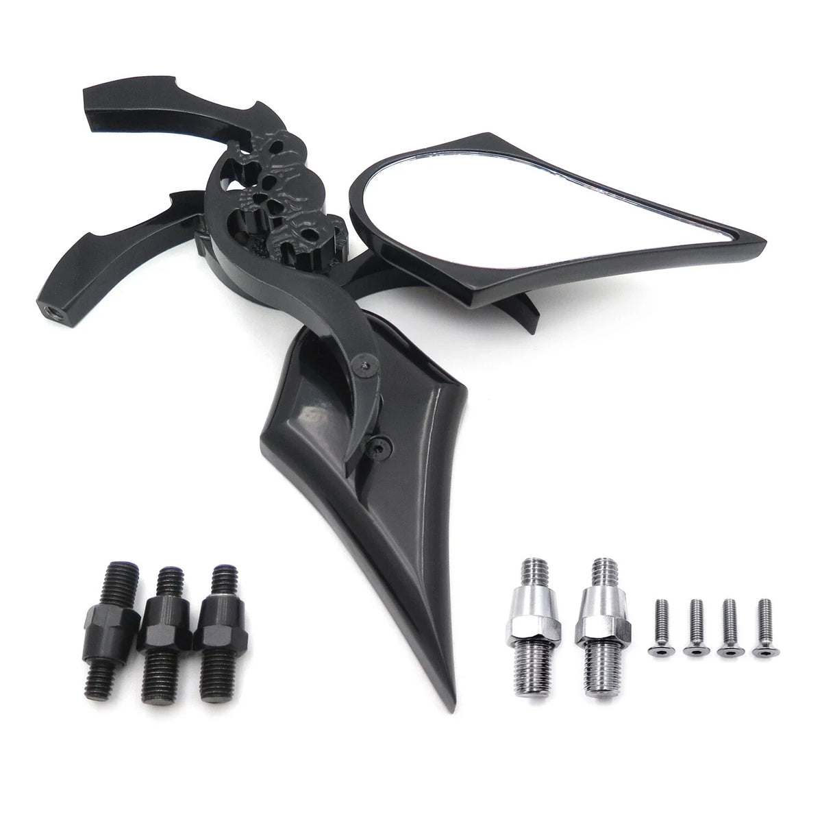 Black Billet Skull Blade Mirror for Honda Kawasaki Suzuki Cruiser (All Years)