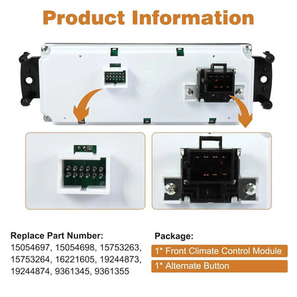A/C Climate Control Module Panel for Chevy Tahoe Silverado GMC (1999–2002)