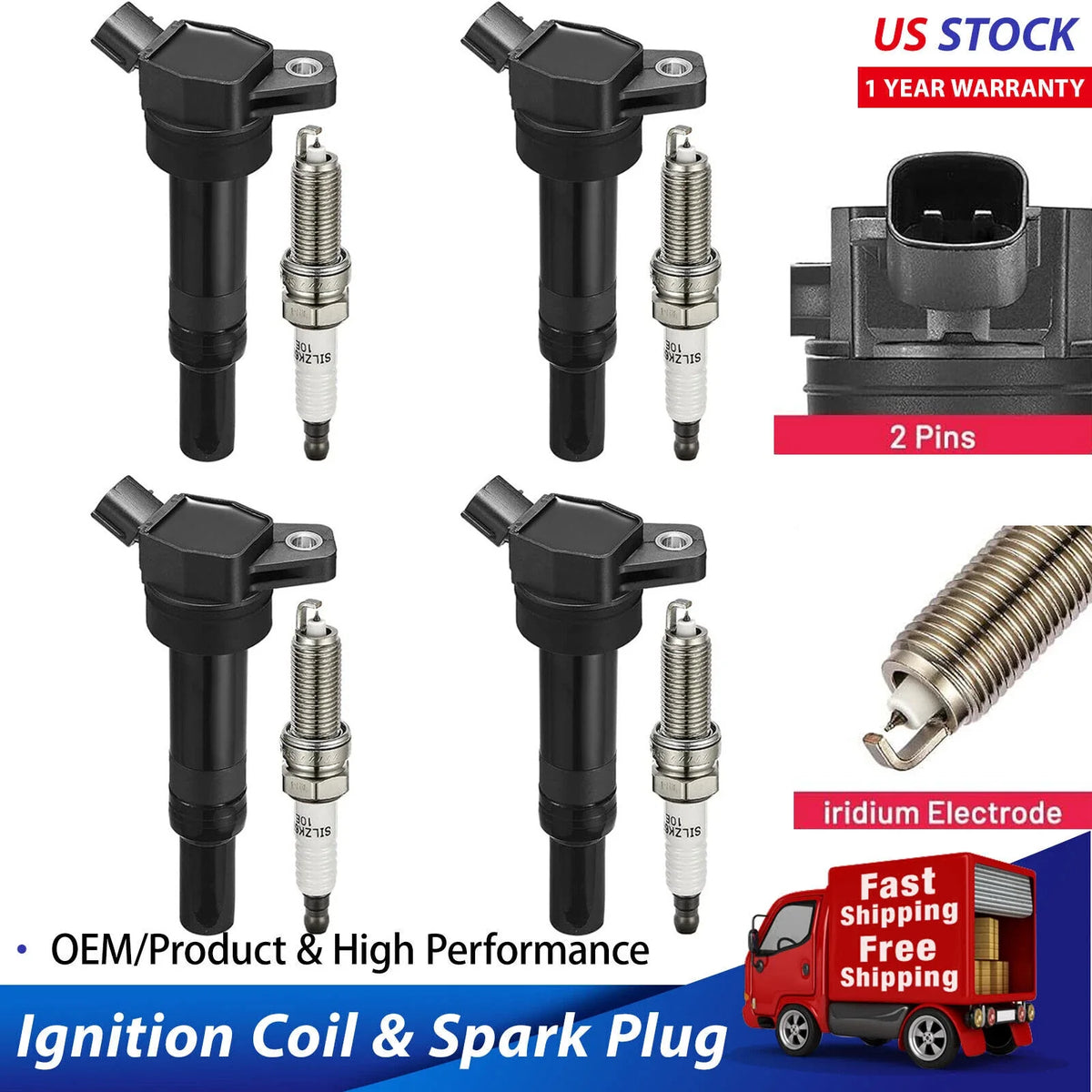 Ignition Coil & Spark Plug Set for Hyundai Elantra Kia Soul Forte (2016–2020)
