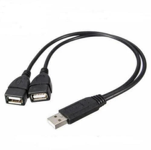 USB 2.0 Male to 2X Female Splitter Hub Adapter for Universal Use
