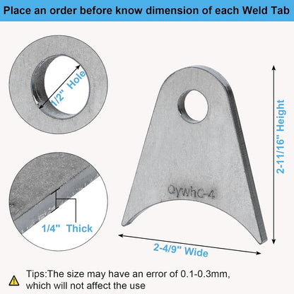 Set of 2 Weld-On Steel Shock Mounts for Universal 2 Inch Axle