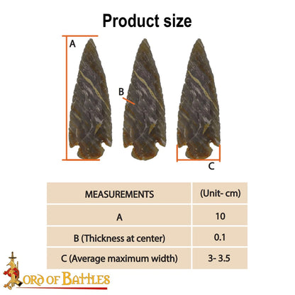 Medieval Flint Arrowhead for Archery (1"-10" Crystal & Healing Stone)