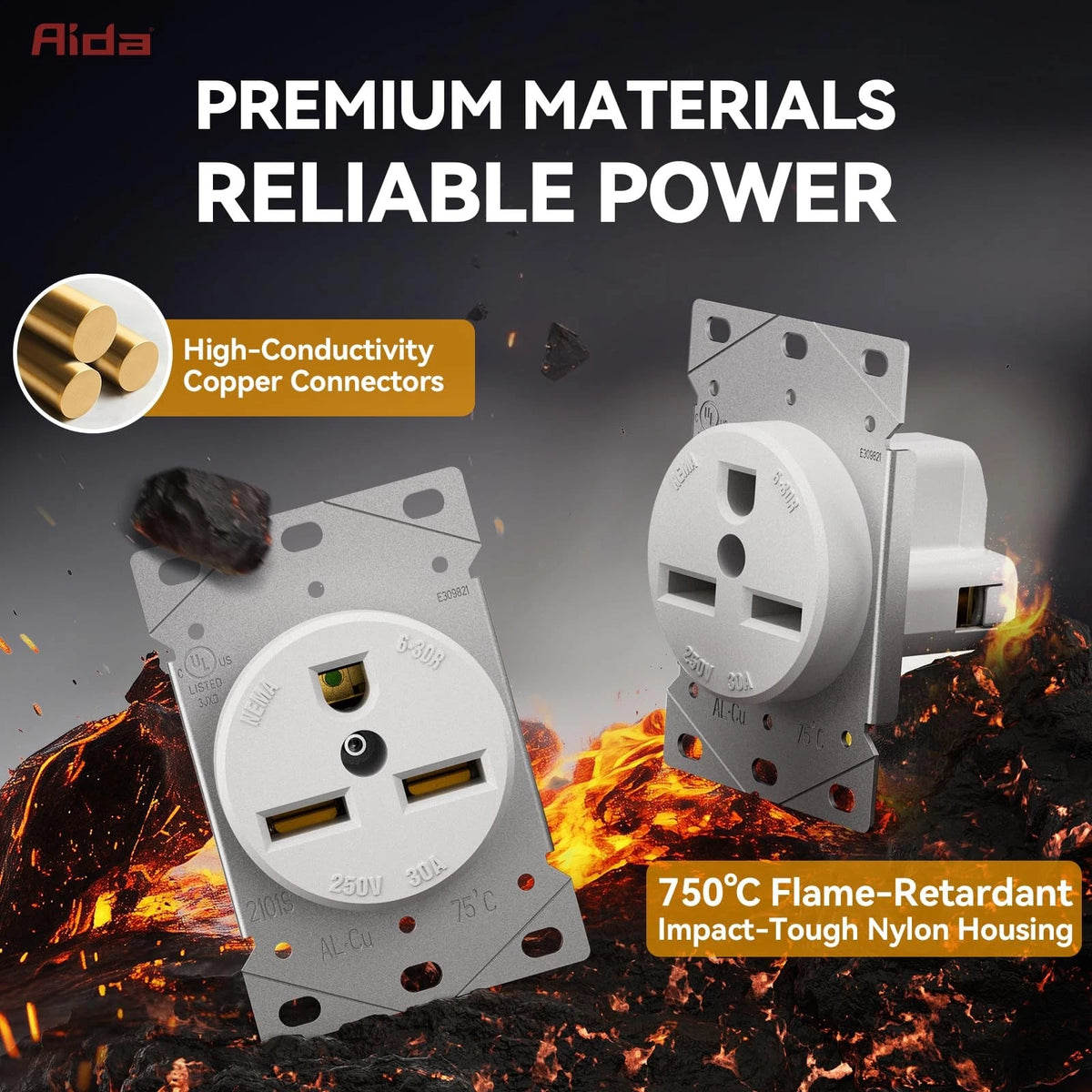 30 Amp 250 Volt Heavy Duty Outlet Receptacle for Welder, Dryer, Plasma