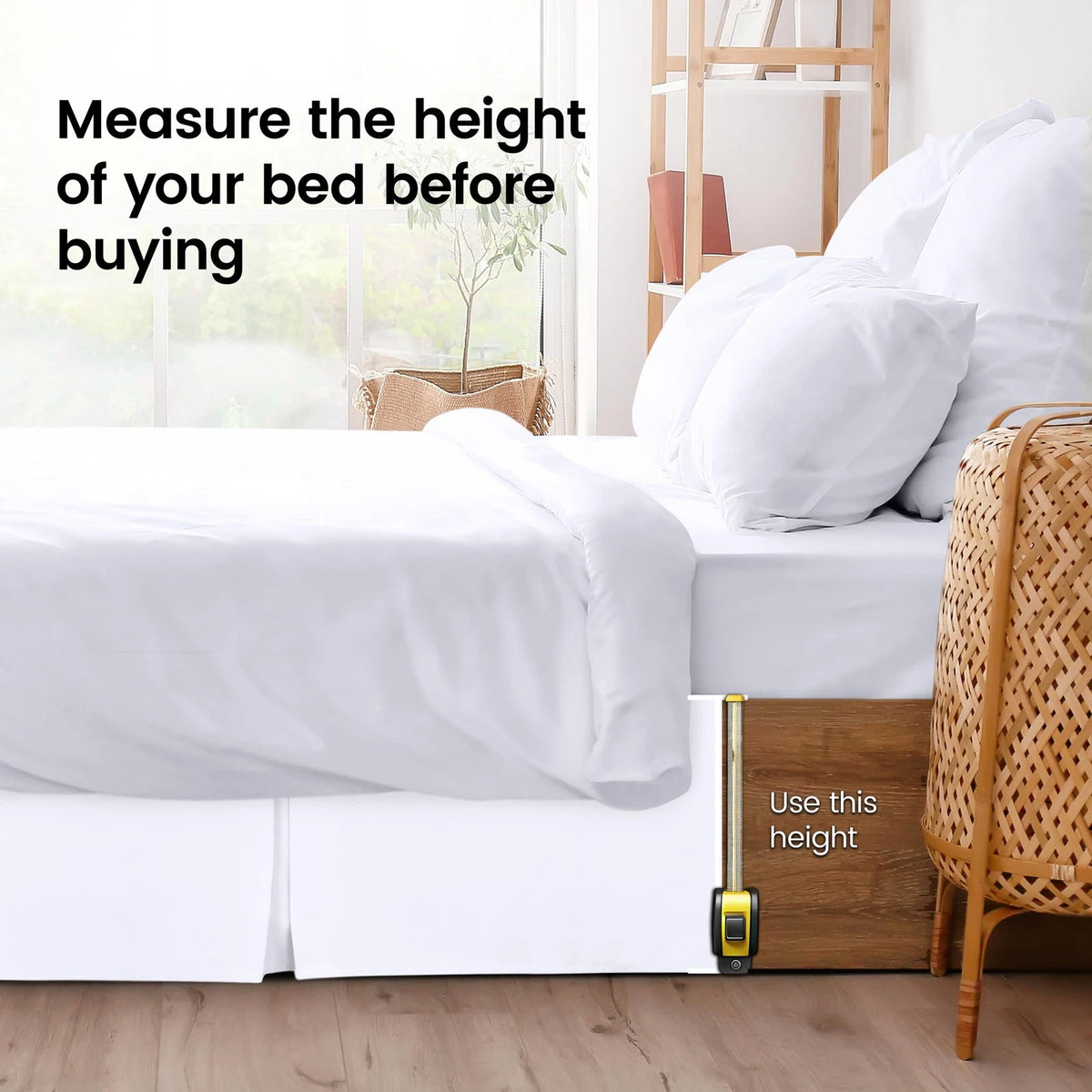Twin Bed Skirt for Easy Fit (15 Inch Tailored)